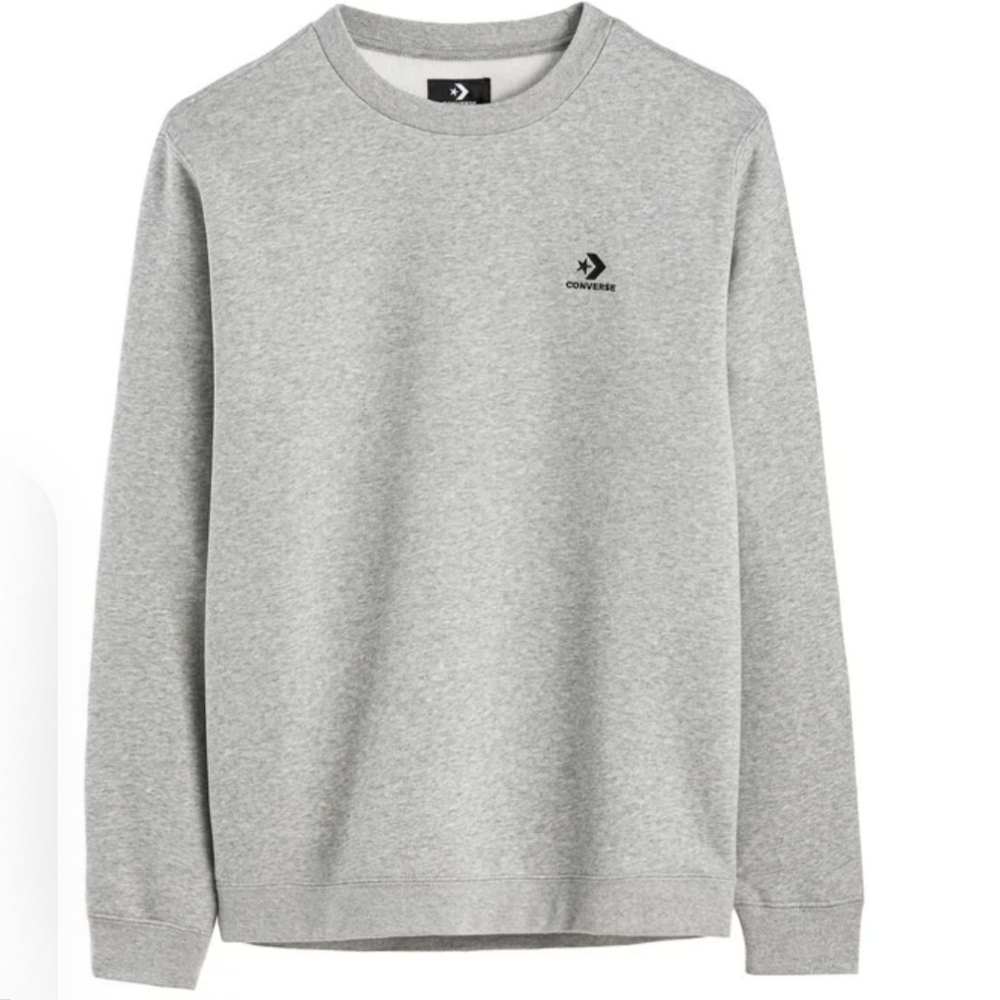 Converse Left Chest Star Logo Gray Pullover Sweater Size M